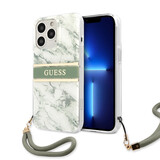 Guess Guess iPhone 13 Pro Back-Cover hul - Marble strap - Grün Guess Guess iPhone 13 Pro Back-Cover hul - Marble strap - Grün