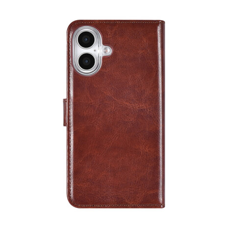 TUNIQ TUNIQ iPhone 16 Book type case - Card holder for 3 cards - Magnetic closure - Brown TUNIQ TUNIQ iPhone 16 Book type case - Card holder for 3 cards - Magnetic closure - Brown
