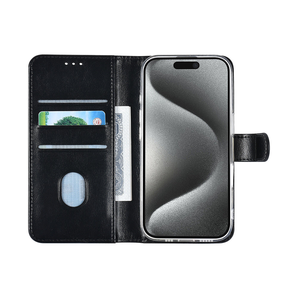 TUNIQ TUNIQ iPhone 16 Pro Book type housse Porte-cartes pour 3 cartes - Fermeture magnétique - Noir TUNIQ TUNIQ iPhone 16 Pro Book type housse Porte-cartes pour 3 cartes - Fermeture magnétique - Noir