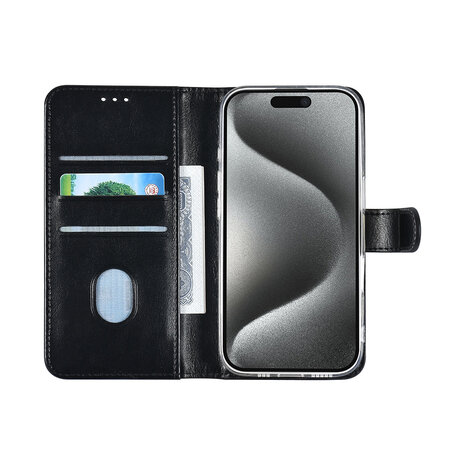 TUNIQ TUNIQ iPhone 16 Pro Book type housse Porte-cartes pour 3 cartes - Fermeture magnétique - Noir TUNIQ TUNIQ iPhone 16 Pro Book type housse Porte-cartes pour 3 cartes - Fermeture magnétique - Noir
