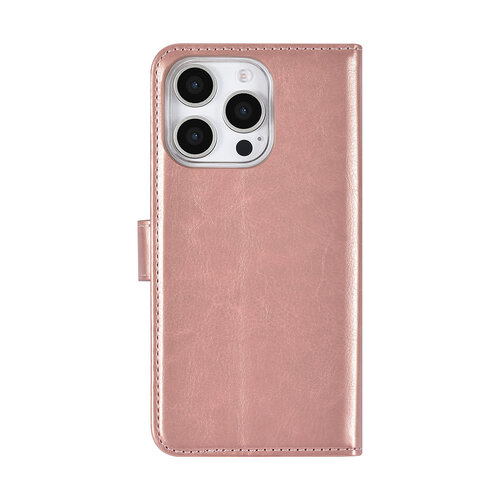 TUNIQ TUNIQ iPhone 16 Pro Book type housse Porte-cartes pour 3 cartes - Fermeture magnétique - Rose Gold