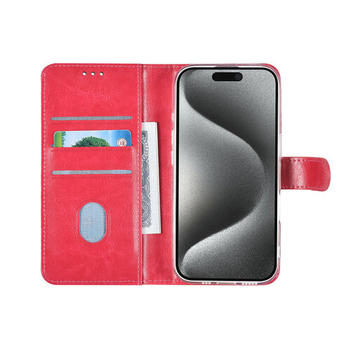 TUNIQ TUNIQ iPhone 16 Pro Book Case hoesje Pasjeshouder voor 3 pasjes - Hanger - Felroze