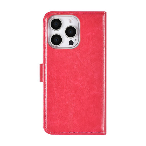 TUNIQ TUNIQ iPhone 16 Pro Book Case hoesje Pasjeshouder voor 3 pasjes - Hanger - Felroze