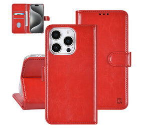 TUNIQ TUNIQ iPhone 16 Pro Book type housse Porte-cartes pour 3 cartes - Fermeture magnétique - Rouge TUNIQ TUNIQ iPhone 16 Pro Book type housse Porte-cartes pour 3 cartes - Fermeture magnétique - Rouge