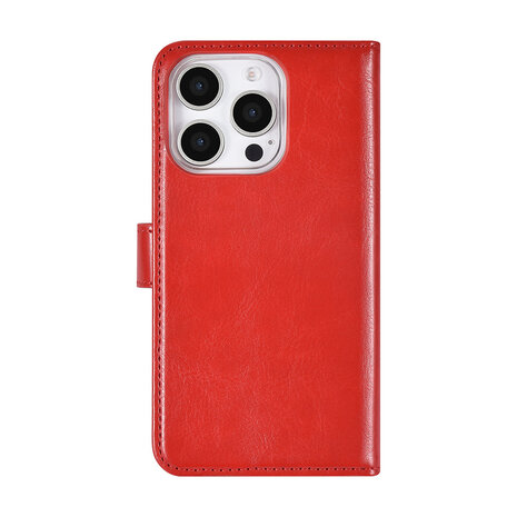 TUNIQ TUNIQ iPhone 16 Pro Book type case - Card holder for 3 cards - Magnetic closure - Red TUNIQ TUNIQ iPhone 16 Pro Book type case - Card holder for 3 cards - Magnetic closure - Red