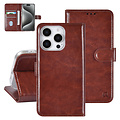 TUNIQ TUNIQ iPhone 16 Pro Book Case hoesje Pasjeshouder voor 3 pasjes - Hanger - Bruin