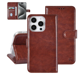 TUNIQ TUNIQ iPhone 16 Pro Book type case - Card holder for 3 cards - Magnetic closure - Brown TUNIQ TUNIQ iPhone 16 Pro Book type case - Card holder for 3 cards - Magnetic closure - Brown