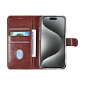 TUNIQ TUNIQ iPhone 16 Pro Book Case hoesje Pasjeshouder voor 3 pasjes - Hanger - Bruin