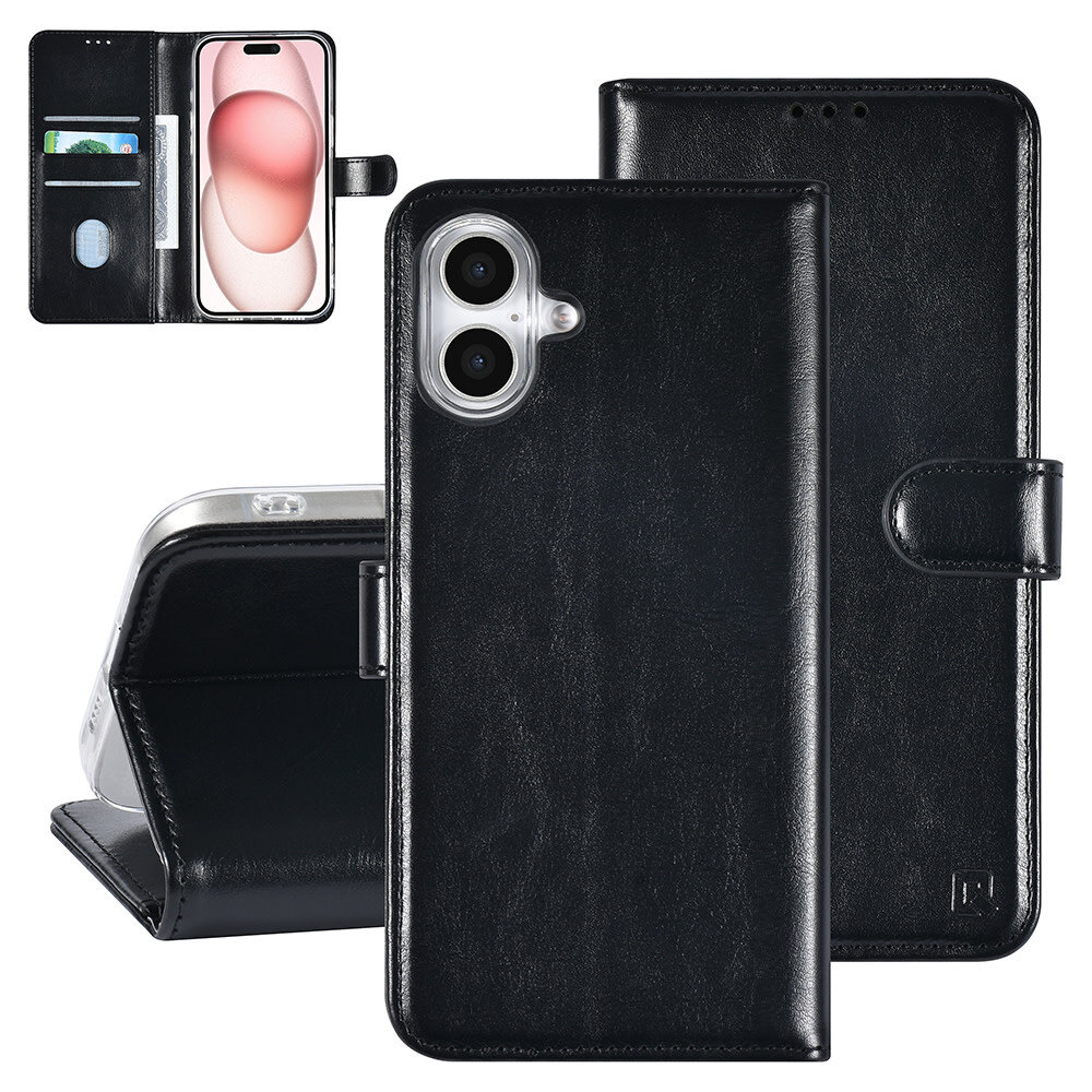 TUNIQ TUNIQ iPhone 16 Plus Book Case hoesje Pasjeshouder voor 3 pasjes - Hanger - Zwart TUNIQ TUNIQ iPhone 16 Plus Book Case hoesje Pasjeshouder voor 3 pasjes - Hanger - Zwart