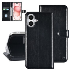 TUNIQ iPhone 16 Plus Book Case hoesje Pasjeshouder voor 3 pasjes - Hanger - Zwart