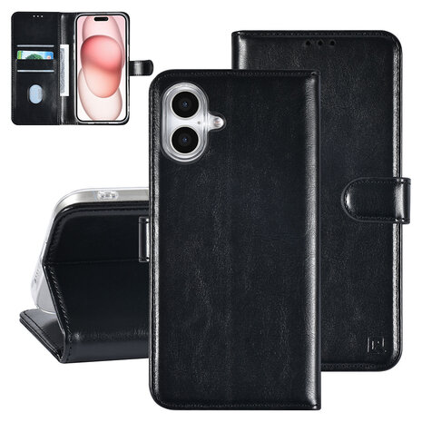 TUNIQ TUNIQ iPhone 16 Plus Book Case hoesje Pasjeshouder voor 3 pasjes - Hanger - Zwart TUNIQ TUNIQ iPhone 16 Plus Book Case hoesje Pasjeshouder voor 3 pasjes - Hanger - Zwart