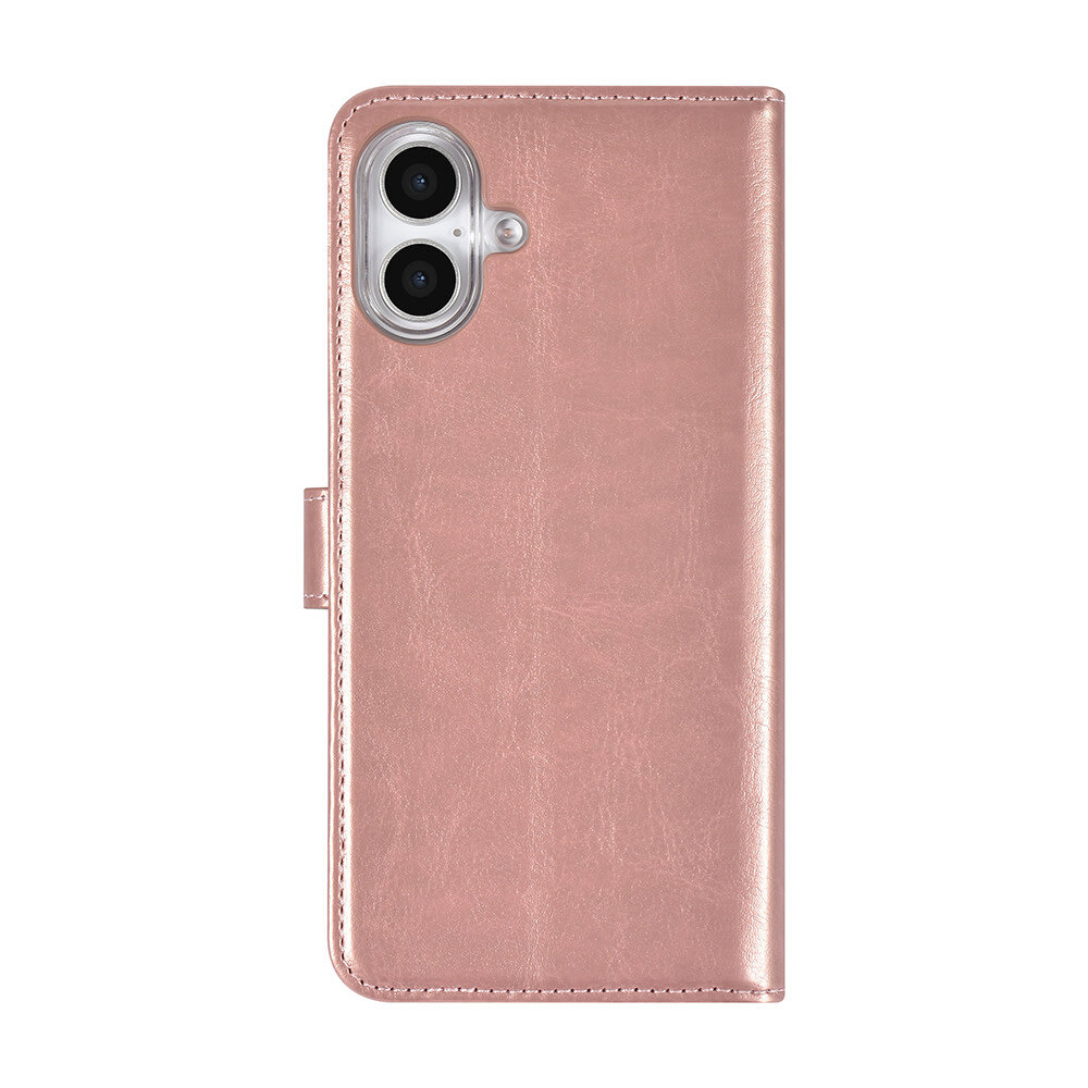 TUNIQ TUNIQ iPhone 16 Plus Book type case - Card holder for 3 cards - Magnetic closure - Rose Gold TUNIQ TUNIQ iPhone 16 Plus Book type case - Card holder for 3 cards - Magnetic closure - Rose Gold
