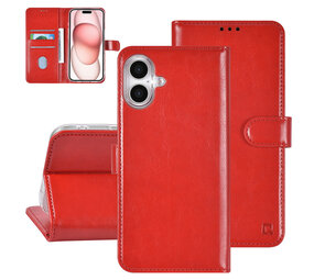 TUNIQ TUNIQ iPhone 16 Plus Book Case hoesje Pasjeshouder voor 3 pasjes - Hanger - Rood TUNIQ TUNIQ iPhone 16 Plus Book Case hoesje Pasjeshouder voor 3 pasjes - Hanger - Rood