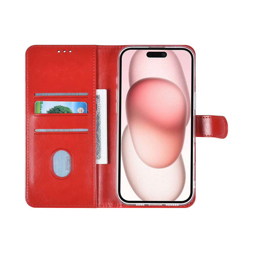 TUNIQ TUNIQ iPhone 16 Plus Book type housse Porte-cartes pour 3 cartes - Fermeture magnétique - Rouge TUNIQ TUNIQ iPhone 16 Plus Book type housse Porte-cartes pour 3 cartes - Fermeture magnétique - Rouge