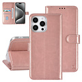 TUNIQ TUNIQ iPhone 16 Pro Max Book-Case hul - Kartenhalter für 3 Karten - Magnetverschluss - Rose Gold