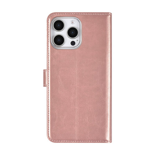 TUNIQ TUNIQ iPhone 16 Pro Max Book type case - Card holder for 3 cards - Magnetic closure - Rose Gold