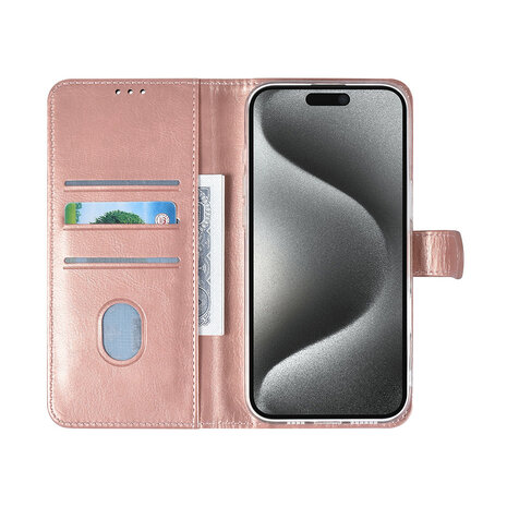 TUNIQ TUNIQ iPhone 16 Pro Max Book type housse Porte-cartes pour 3 cartes - Fermeture magnétique - Rose Gold TUNIQ TUNIQ iPhone 16 Pro Max Book type housse Porte-cartes pour 3 cartes - Fermeture magnétique - Rose Gold