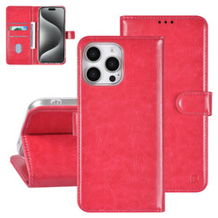 TUNIQ iPhone 16 Pro Max Book Case hoesje Pasjeshouder voor 3 pasjes - Hanger - Felroze