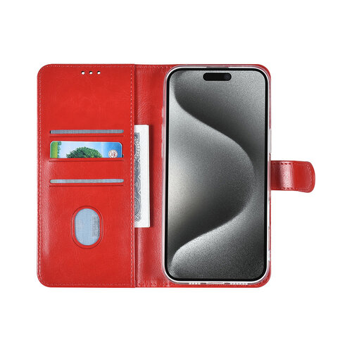 TUNIQ TUNIQ iPhone 16 Pro Max Book Case hoesje Pasjeshouder voor 3 pasjes - Hanger - Rood