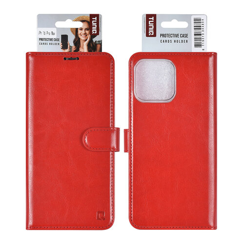 TUNIQ TUNIQ iPhone 16 Pro Max Book-Case hul - Kartenhalter für 3 Karten - Magnetverschluss - Rot