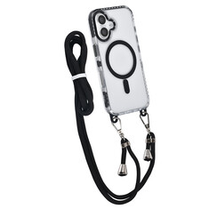 TUNIQ iPhone 16 Back cover case - neck cord -TPU+PC - Black
