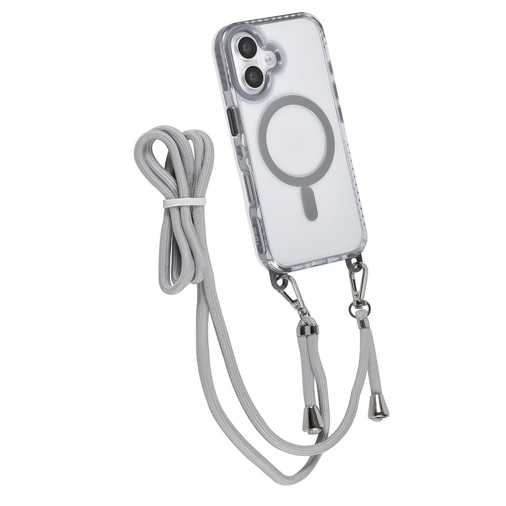 TUNIQ TUNIQ iPhone 16 Backcover hoesje neck cord -TPU+PC - Grijs TUNIQ TUNIQ iPhone 16 Backcover hoesje neck cord -TPU+PC - Grijs