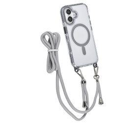 TUNIQ TUNIQ iPhone 16 Back cover coque neck cord -TPU+PC - Gris TUNIQ TUNIQ iPhone 16 Back cover coque neck cord -TPU+PC - Gris