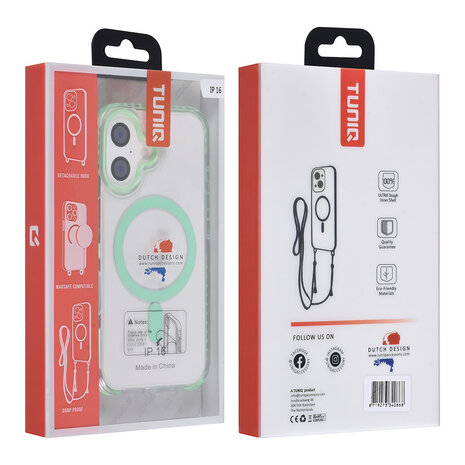 TUNIQ TUNIQ iPhone 16 Back-Cover hul - neck cord -TPU+PC - Grün TUNIQ TUNIQ iPhone 16 Back-Cover hul - neck cord -TPU+PC - Grün
