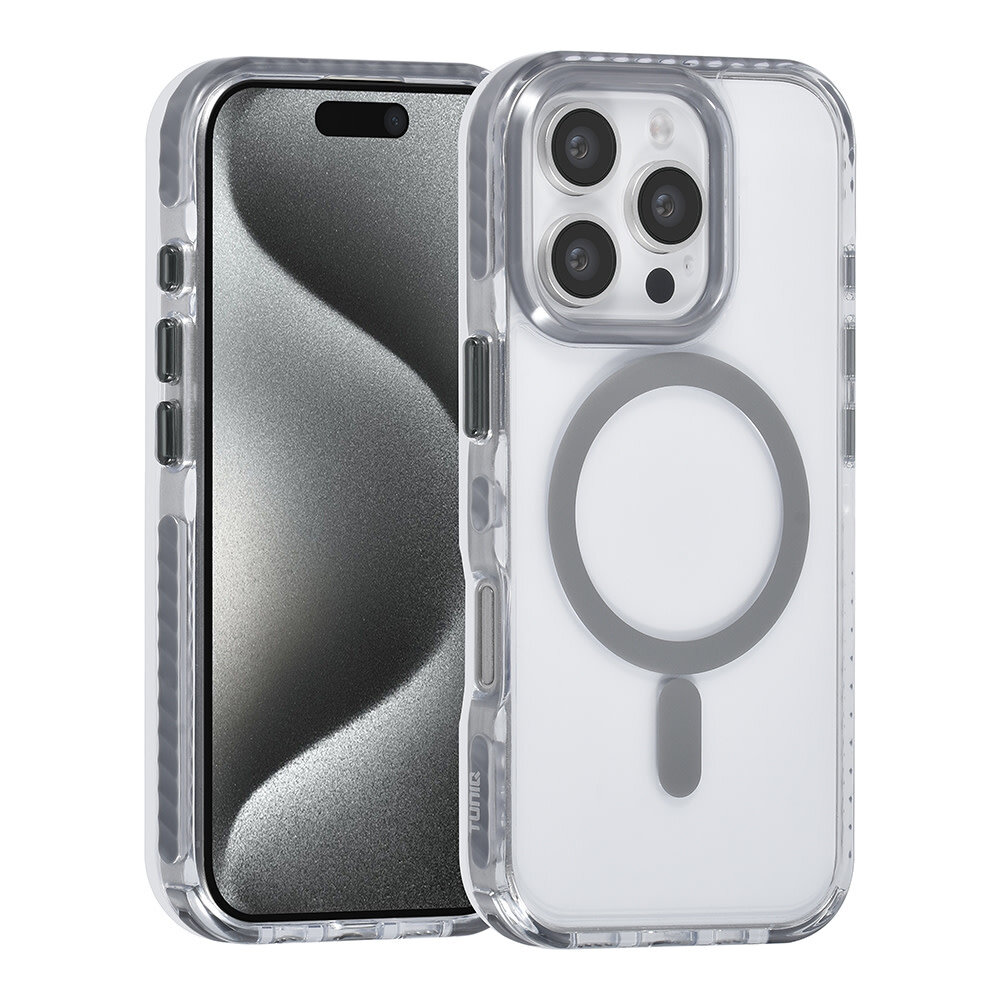 TUNIQ TUNIQ iPhone 16 Pro Back cover case - neck cord -TPU+PC - Grey TUNIQ TUNIQ iPhone 16 Pro Back cover case - neck cord -TPU+PC - Grey