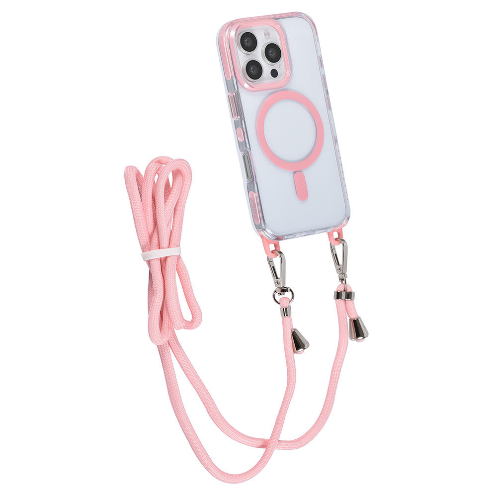 TUNIQ TUNIQ iPhone 16 Pro Back-Cover hul - neck cord -TPU+PC - Rosa TUNIQ TUNIQ iPhone 16 Pro Back-Cover hul - neck cord -TPU+PC - Rosa