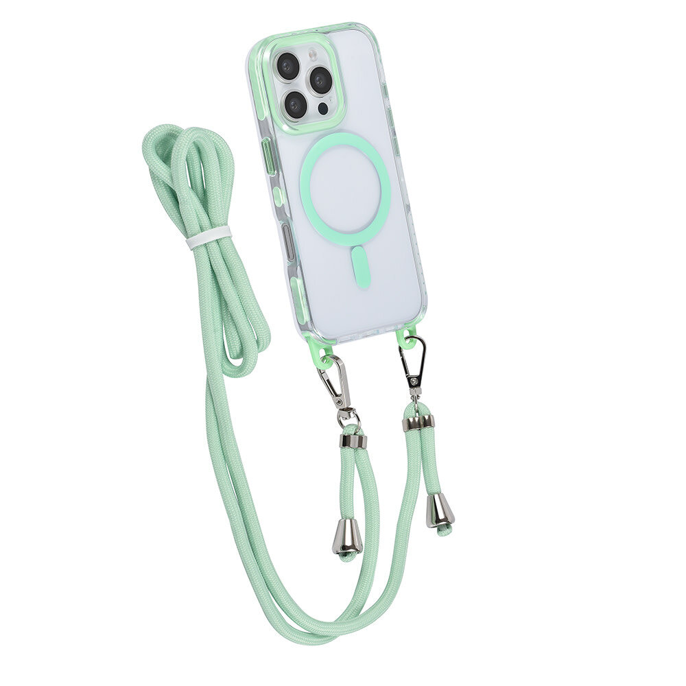 TUNIQ TUNIQ iPhone 16 Pro Backcover hoesje neck cord -TPU+PC - Groen TUNIQ TUNIQ iPhone 16 Pro Backcover hoesje neck cord -TPU+PC - Groen