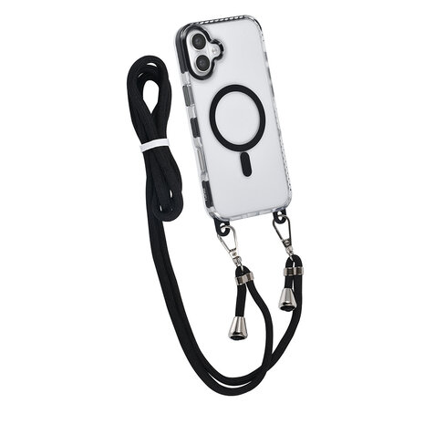 TUNIQ TUNIQ iPhone 16 Plus Backcover hoesje neck cord -TPU+PC - Zwart TUNIQ TUNIQ iPhone 16 Plus Backcover hoesje neck cord -TPU+PC - Zwart