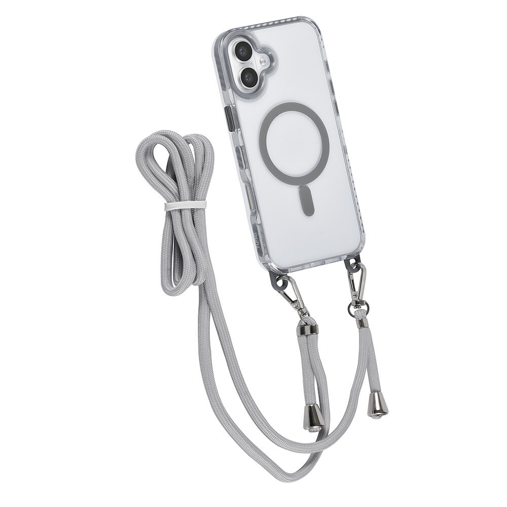 TUNIQ TUNIQ iPhone 16 Plus Back cover coque neck cord -TPU+PC - Gris TUNIQ TUNIQ iPhone 16 Plus Back cover coque neck cord -TPU+PC - Gris