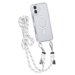 TUNIQ iPhone 16 Plus Back cover case - neck cord -TPU+PC - White