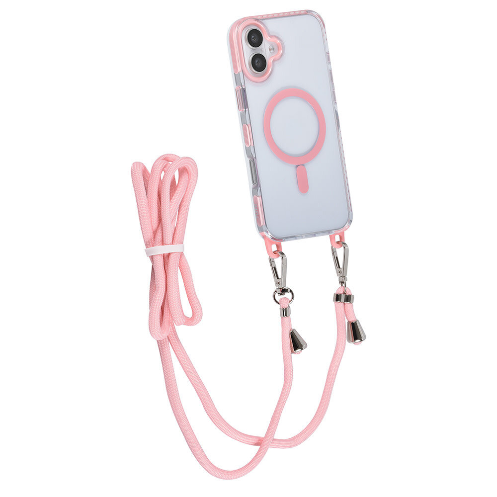 TUNIQ TUNIQ iPhone 16 Plus Backcover hoesje neck cord -TPU+PC - Roze TUNIQ TUNIQ iPhone 16 Plus Backcover hoesje neck cord -TPU+PC - Roze