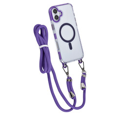 TUNIQ iPhone 16 Plus Back cover case - neck cord -TPU+PC - Purple
