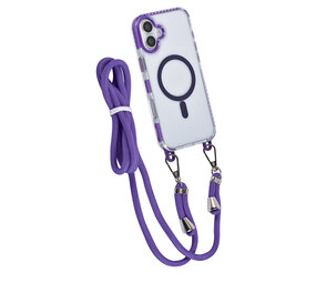 TUNIQ TUNIQ iPhone 16 Plus Backcover hoesje neck cord -TPU+PC - Paars TUNIQ TUNIQ iPhone 16 Plus Backcover hoesje neck cord -TPU+PC - Paars