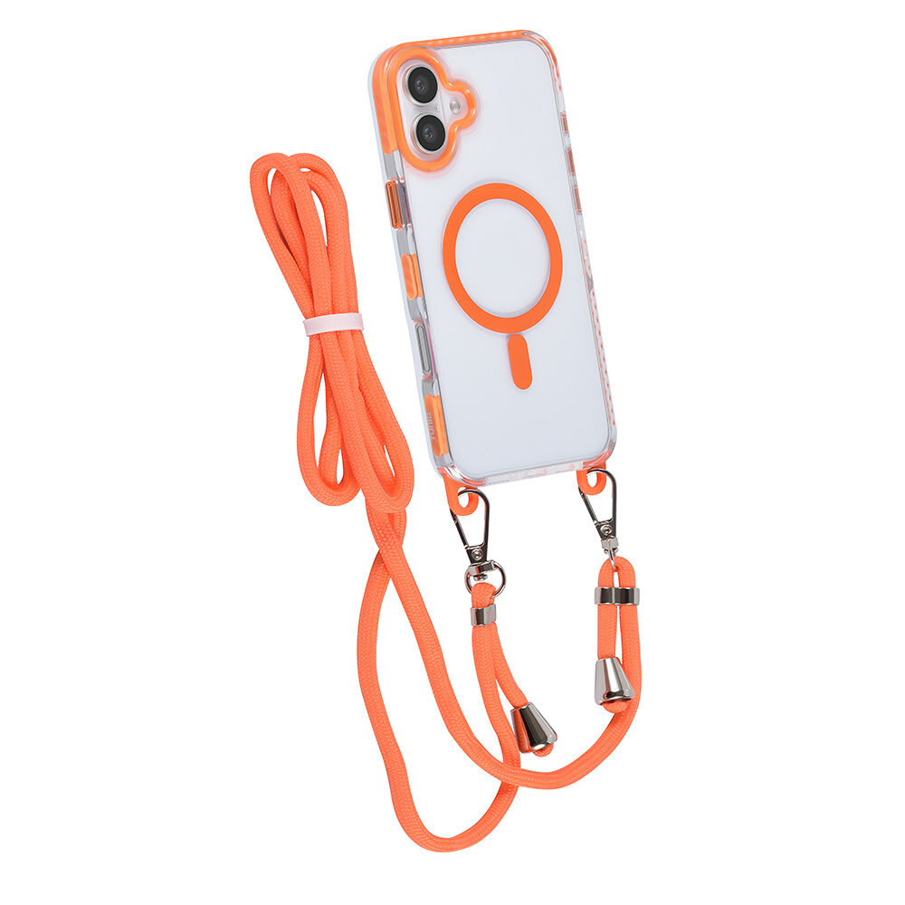 TUNIQ TUNIQ iPhone 16 Plus Back cover coque neck cord -TPU+PC - Orange TUNIQ TUNIQ iPhone 16 Plus Back cover coque neck cord -TPU+PC - Orange