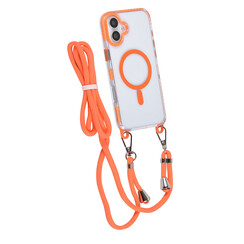 TUNIQ iPhone 16 Plus Backcover hoesje neck cord -TPU+PC - Oranje