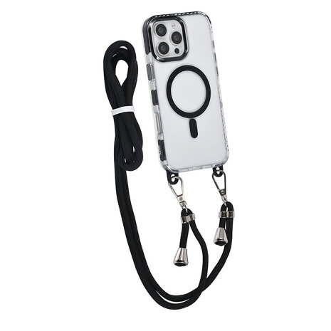 TUNIQ TUNIQ iPhone 16 Pro Max Back cover case - neck cord -TPU+PC - Black