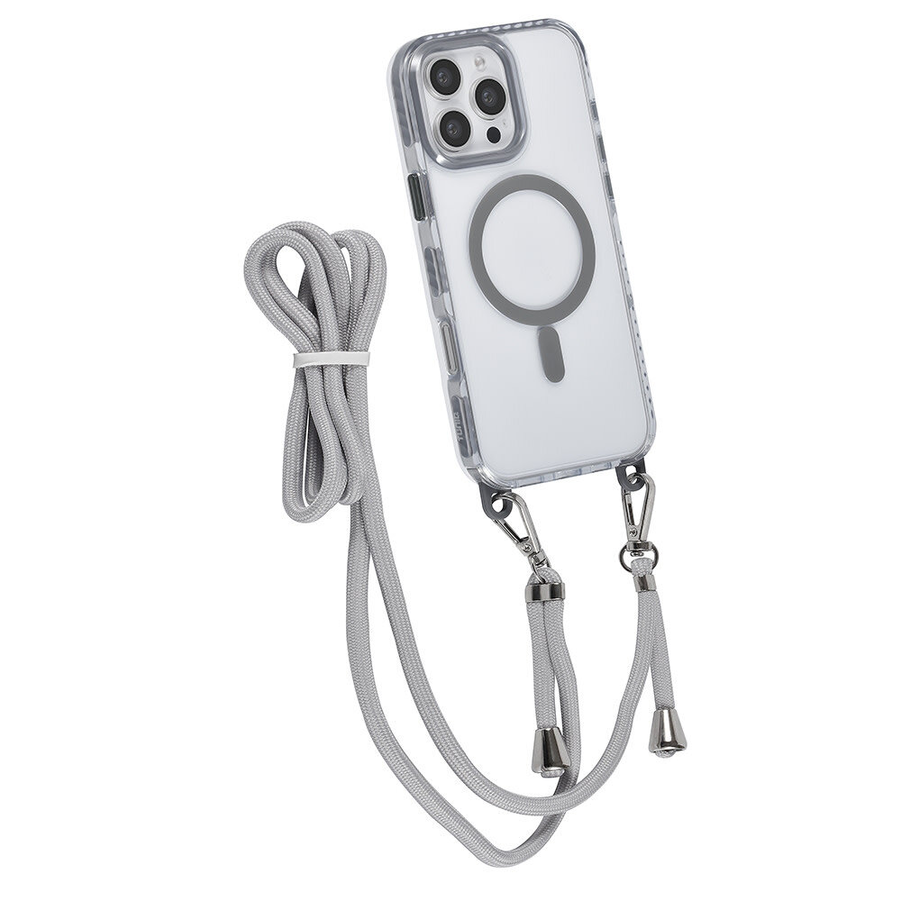 TUNIQ TUNIQ iPhone 16 Pro Max Back-Cover hul - neck cord -TPU+PC - Grau TUNIQ TUNIQ iPhone 16 Pro Max Back-Cover hul - neck cord -TPU+PC - Grau