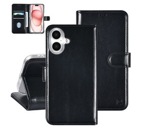 TUNIQ TUNIQ iPhone 16 Book Case hoesje Pasjeshouder voor 3 pasjes - Hanger - Zwart TUNIQ TUNIQ iPhone 16 Book Case hoesje Pasjeshouder voor 3 pasjes - Hanger - Zwart