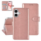 TUNIQ TUNIQ iPhone 16 Book type case - Card holder for 3 cards - Magnetic closure - Rose Gold TUNIQ TUNIQ iPhone 16 Book type case - Card holder for 3 cards - Magnetic closure - Rose Gold