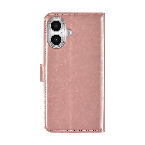 TUNIQ TUNIQ iPhone 16 Book type case - Card holder for 3 cards - Magnetic closure - Rose Gold TUNIQ TUNIQ iPhone 16 Book type case - Card holder for 3 cards - Magnetic closure - Rose Gold