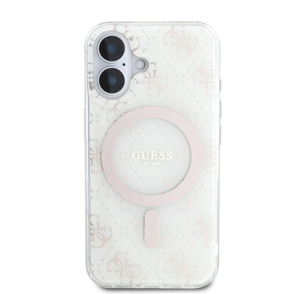 Guess Guess iPhone 16 Backcover hoesje Magsafe IML g - Wit Guess Guess iPhone 16 Backcover hoesje Magsafe IML g - Wit