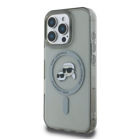 Karl Lagerfeld Karl Lagerfeld iPhone 16 Pro Backcover hoesje Magsafe IML metal KC heads - Zwart Karl Lagerfeld Karl Lagerfeld iPhone 16 Pro Backcover hoesje Magsafe IML metal KC heads - Zwart