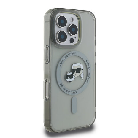 Karl Lagerfeld Karl Lagerfeld iPhone 16 Pro Back cover case - Magsafe IML metal KC heads - Black Karl Lagerfeld Karl Lagerfeld iPhone 16 Pro Back cover case - Magsafe IML metal KC heads - Black