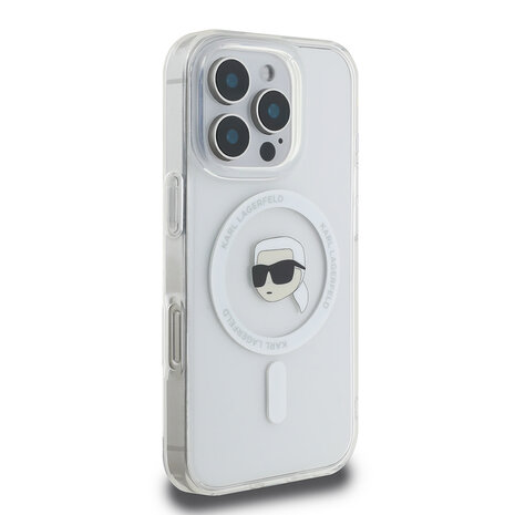 Karl Lagerfeld Karl Lagerfeld iPhone 16 Pro Back cover coque Magsafe IML metal KC heads - Blanc Karl Lagerfeld Karl Lagerfeld iPhone 16 Pro Back cover coque Magsafe IML metal KC heads - Blanc