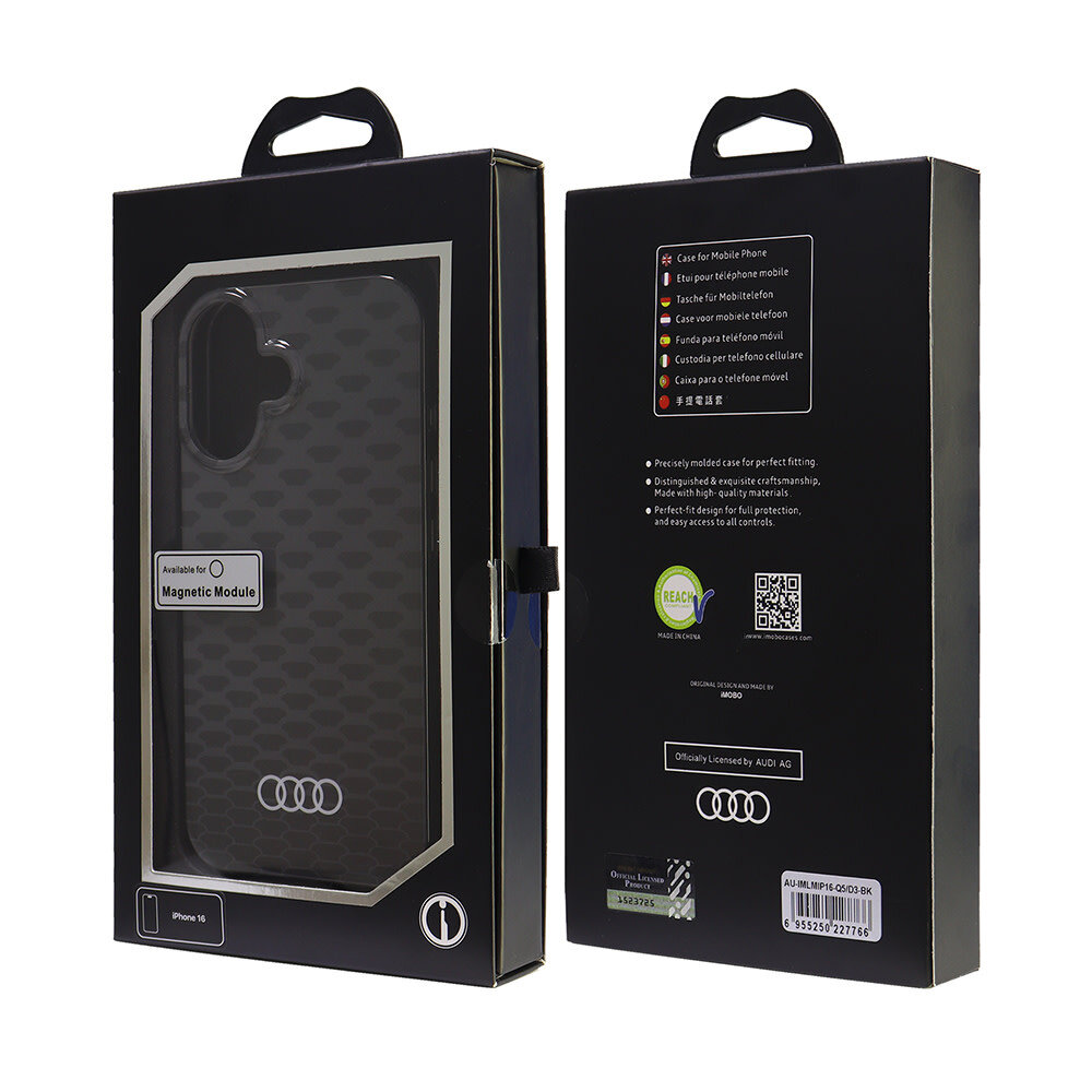 Audi Audi iPhone 16 Back cover case - IML case - magsafe - Black Audi Audi iPhone 16 Back cover case - IML case - magsafe - Black