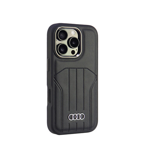 Audi Audi iPhone 16 Pro Back cover coque synthetic leather - magsafe - Noir
